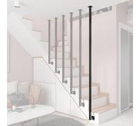 SRNSAEB Balaustre Barandilla Sistema de barandilla Interior para escaleras de buhardilla (60-240 cm - Medidas Personalizadas) | Poste Lateral para pasamanos | Balaustres(Set of 1 Black,185cm/72.8in)