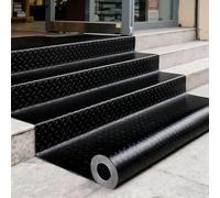 SRNSAEB Suelo de Goma Rollos de tapete de Goma de tamaño Personalizado para Pisos Exteriores, Rollo de tapetes de Garaje con Placa de Diamante de PVC(Black,5ft x 6ft/1.52m x 1.83m)