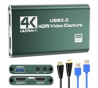 SROMGEE Tarjeta de captura HDMI 4K para transmisión, Full HD 1080P 60FPS USB Cam Link Game Audio Video Capture Card Nintendo Switch/PS5/3ds/Xbox/PS4 (verde)