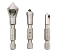 SROUPSUTKK 3 brocas avellanadas de 90 grados for desbarbar, cortador agujeros cónicos, herramientas manuales for madera, metal blando, plástico y chaflán broca