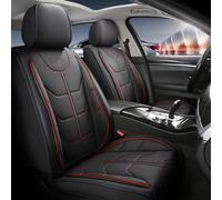 SRQORT Conjunto De Fundas De Asiento De Coche Accesorios De Coche para Fiat para 500 Funda De Asiento De Coche, Estilo De Cuero Fundas Asientos(Negro Rojo)