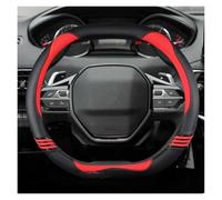 SRQORT Cubierta Volante Funda De Volante De Cuero Y Fibra De Carbono para Peugeot 508 3008 GT 4008 5008 2017 2018 2019 para E 2008 2020 2021 Accesorios para Coche. Cubre Volante(Rojo)