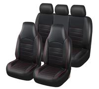 SRQORT Fundas De Asiento De Coche Delanteras Cuero PU Estilo Moda Interior De Coche Cubierta De Asiento De Coche con Respaldo Alto Protector Asiento Coche Fundas Asientos(Red-5PCS)