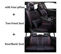 SRQORT Fundas De Cuero Asientos De Coche Accesorios para VW para Golf 4 5 6 para Polo Sedan 6r 9n para Passat B5 B6 B7 para Arteon Protectores De Asientos Fundas Asientos(Black Red and Pillow)