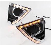 SRQORT Luces Trabajo 2 Luces LED DRL Diurnas Modificadas Para Toyota Para Yaris 2013, 2014 Y 2015 Con Intermitentes Amarillos Y Luz Antiniebla.(White yellow)