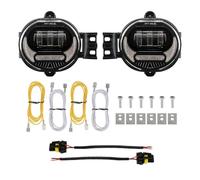 SRQORT Luces Trabajo Conjunto de luces antiniebla LED para parachoques delantero para Dodge Ram 1500, 2500 y 3500 (2003-2008), luces diurnas blancas, intermitentes ámbar.(Black lens)