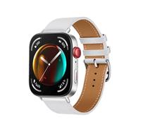 SRRDK Correa de cuero de vaca italiano para Huawei Watch Fit 3, repuesto de Correa de reloj inteligente, accesorio de Correa(White)