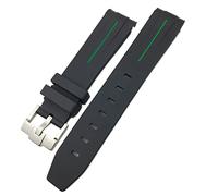 SRRDK Para Rolex Submariner Hulk GMT Milgauss Yacht Master Deepsea Rubber Watch Band de 19mm 20mm 21mm 22mm Correa de silicona(Black green,21mm Silver buckle)