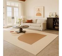SRTJURFG Alfombra Área Salón 130x200 cm Antideslizantes Lavable Alfombras Decorativas para Habitación Comedor Pasillo Estar Interior Modern Geometric Beige Light Red Camel Brown