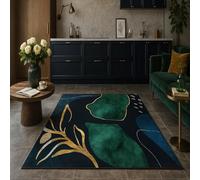 SRTJURFG Alfombra Salón 110x150 cm Alfombra Suave Lavable Antideslizante Decoración para Dormitorio Comedor Hogar Modern Abstract Green Blue Gold Silver Black