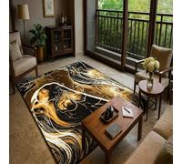 SRTJURFG Alfombra Salón 110x190 cm Decorativas Alfombras Antideslizantes Lavable para Dormitorio Comedor Pasillo Interiores Modern Abstract Gold Black White