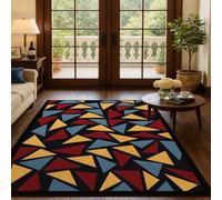 SRTJURFG Alfombra Salón 120x160 cm Alfombra Rectangular Antideslizante Suave para Dormitorio Oficina Interior Lavable Modern Geometric Red Yellow Blue Black