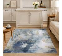 SRTJURFG Alfombra Salón 120x180 cm Pelo Corto Alfombra Suave Lavable Antideslizante para Habitación Dormitorio Interior Modern Abstract Gray White Gold