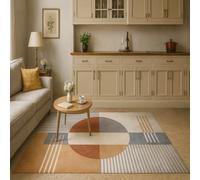 SRTJURFG Alfombra Salón 120x180 cm Pelo Corto Alfombra Suave Lavable Antideslizante para Habitación Dormitorio Interior Modern Geometric Light Red Gray Beige White Camel