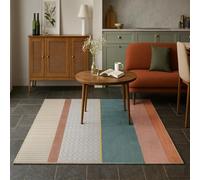 SRTJURFG Alfombra Salón Antideslizante 150x180 cm Grande Alfombra Cocina Comedor para Interiores Sala Dormitorio Estudio Modern Geometric Beige Light Red Gray Green Orange White