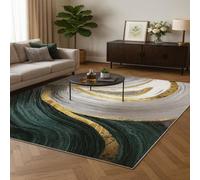 SRTJURFG Alfombra Salón Grande 200x300 cm Suaves Alfombra Antideslizante para Interiores Estudio Sala de Estar Habitación Dormitorio Abstract Modern Green White Gray Gold