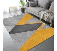 SRTJURFG Alfombra Salón Modernas 60x90 cm Lavable Antideslizantes Decorativas Pelo Corto para Dormitorio Comedor Pasillo Interiores Alfombras Amarillo Gris geométrico Moderno
