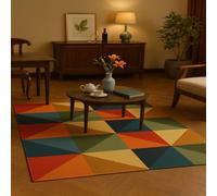 SRTJURFG Alfombra Salón Rectángulo 80x160 cm Lavables Antideslizante Alfombra Dormitorio Habitación Oficina Pasillo Modern Geometric Red Orange Brown Blue Green Beige