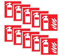 SRTSTR 10pcs Cartel Extintor PVC Autoadhesivo 10x10 cm Señal Extintor Homologada DIN EN ISO 7010 Resistente al Agua y al Aceite, Resistencia a Altas Temperaturas para Exterior e Interior