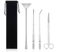 SRTSTR 4 en 1 Kit de Herramientas para Acuario Aquascaping Set de Acero Inoxidable con Pinzas Plantado Acuario Largas Tijeras Plantas Espátula Alicates con Bolsas de Almacenamiento