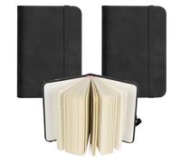 SRTSTR Libreta A7 Cuaderno Pequeño 8×11 cm Libreta Negra de Piel Sintética Libretas Bolsillo 100 páginas Bloc de Notas con Banda Elástica Mini Cuadernos de Bolsillo para Hombres y Mujeres