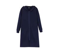 SRTUMEY Albornoz largo para niños y niñas, bata de baño de felpa de invierno con cremallera, camisón para el hogar, para adolescentes de 5 a 14 años, azul marino, 5-6 años