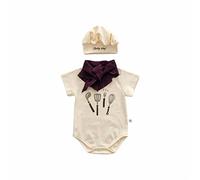 SRTUMEY Baby Cute One Piece Chef Styling Boys and Girls Cute Chef Gateando Ropa Con Un Sombrero Babero Tres Juegos De 0 A 18 Meses Baby Chef Baby Mono Bebé 12-18 Meses Beige