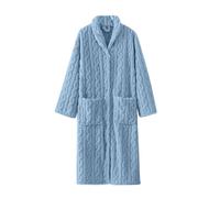 SRTUMEY Bata larga de forro polar para mujer, bata de baño de forro polar con capucha para adolescentes, niñas, bata de casa, azul celeste, M