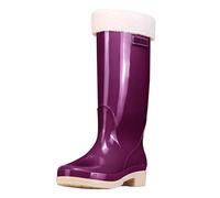 SRTUMEY Botas altas de agua para mujer, con forro polar, con aislamiento térmico, para nieve, lluvia, botas altas hasta la rodilla, para exteriores, jardín, senderismo, trabajo, C Morado, 37.5 EU