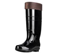 SRTUMEY Botas altas de agua para mujer, con forro polar, con aislamiento térmico, para nieve, lluvia, botas altas hasta la rodilla, para exteriores, jardín, senderismo, trabajo, A negro, 41.5 EU
