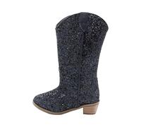 SRTUMEY Botas altas hasta la rodilla para niñas, antideslizantes, de tacón medio, para montar a caballo, Black, 35 EU