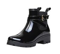 SRTUMEY Botas de Lluvia Elegantes para Mujer, Zapatos de Agua, Botas Cortas de Exterior, PVC, Negro, 38.5 EU