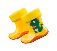 SRTUMEY Botas de lluvia Wellington para niños, con estampado de dinosaurios, antideslizantes, zapatos de agua para niños, Amarillo, 25 EU