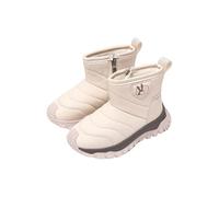 SRTUMEY Botines de nieve para niños y niñas, botas de nieve para invierno, con forro polar, antideslizantes, para invierno, para primeros pasos, resistentes al agua, White, 27 EU