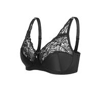 SRTUMEY Bralette de encaje cómodo para mujer, talla grande, sin varillas, con tirantes y almohadillas extraíbles, con relleno, Negro, 115D