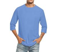 SRTUMEY Camisas de elastano para hombre y hombre, camisas de manga 3/4, camisa casual de entrenamiento, color degradado, cuello redondo, cómoda, delgada, grande y alta, camisetas gráficas para hombre,