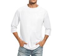 SRTUMEY Camisas de elastano para hombre y hombre, camisas de manga 3/4, camisa casual de entrenamiento, color degradado, cuello redondo, cómoda, delgada, grande y alta, camisetas gráficas para hombre,
