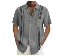 SRTUMEY Cool Dragon Shirts - Camisa informal de manga corta con botones para hombre, para playa, verano, camisa grande y alta, gris, 6XL
