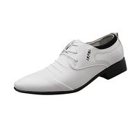 SRTUMEY de Verano y otoño, Zapatos de Cuero para Hombre, tacón bajo, Puntiagudos, Encaje, Color sólido, Estilo de Negocios Zapatos De Novio Boda Hombre