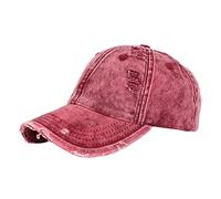 SRTUMEY Gorra de béisbol vintage de algodón desgastado desgastado para papá, tamaño ajustable para correr, entrenamientos y actividades al aire libre, todas las estaciones, gorra de béisbol, rojo,
