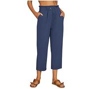 SRTUMEY Ladies Capri Pants Women Tightness Trousers with Pockets Casual Plus Size Pants Women Tall Dress Pants Summer Casual Loose Pants Comfy Trousers
