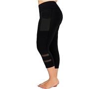 SRTUMEY Leggings para correr sin costuras para mujer, elásticos, pantalones de yoga con bolsillo, Negro, 5XL