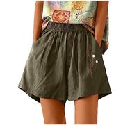 SRTUMEY Plus Size Shorts For Women Summer Linen Shorts High Waisted Lace Up Yoga Running Shorts with Pockets Casual Workout Ladies Pleated Shorts Shorts with Pockets for Womens Casual Shorts