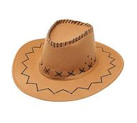 SRTUMEY Sombrero de vaquero con aspecto de gamuza, sombrero de vaquero de ala ancha, sombreros de vaquero occidentales, sombrero de pistolero, sombrero de vaquero de fieltro con cuerda para hombres y