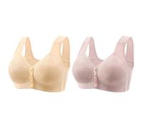 SRTUMEY Sujetador de ojo de cerradura para mujer, ropa interior moderna e informal con botones frontales para personas mayores, agradable a la piel y cómodo, brasier deportivo para correr, rosa, 3XL
