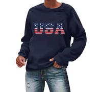 SRTUMEY Warm Sweatshirts for Women UK Women's Autumn Round Neck American Flag USA Print Loose Casual Hooded Sweatshirt Halloween Fall Sweatshirts