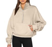 SRTUMEY Womens Autumn Sweatshirts Half Zip Pullover Womens Oversized Hoodies Quarter Zip Sweatshirts 2024 Fall Outfits Winter Clothes with Pockets Halloween Fall Sweatshirts