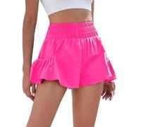 SRTUMEY Women's Solid Color High Waist Sports Running Shorts With Pockets - Workout Gym Flowing Cover up for Swim and Casual Wear