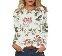 SRTUMEY Women's Spring Fall Sweatshirt Women's Round Neck Long Sleeved Colorful Floral Print Casual Loose Hoodie Without Hat Halloween Fall Sweatshirts