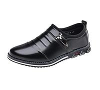SRTUMEY Zapatos de monje negros de una sola correa para hombre, transpirables, cómodos, de negocios, con cordones, para ocio, color sólido, zapatos de cuero para hombre, zapatos casuales sin cordones,